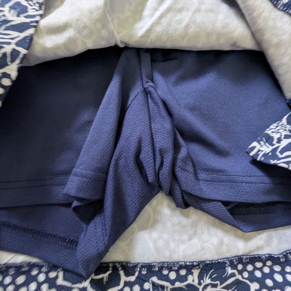 Navy White Floral Polka Dot Skort M Cruise Cottagecore Tenniscore Coastal Resort - Picture 5 of 7